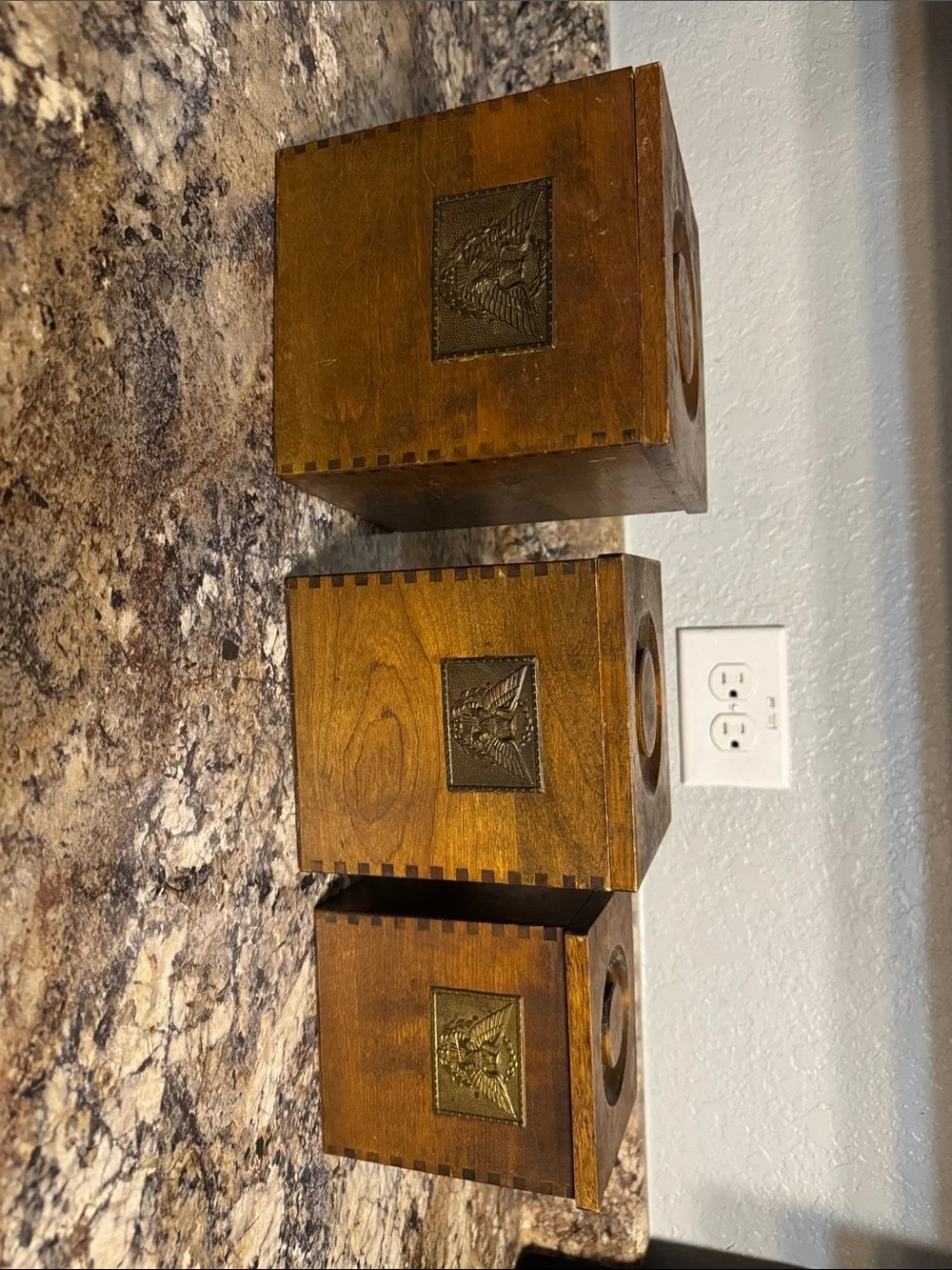 Vintage wooden nesting canisters